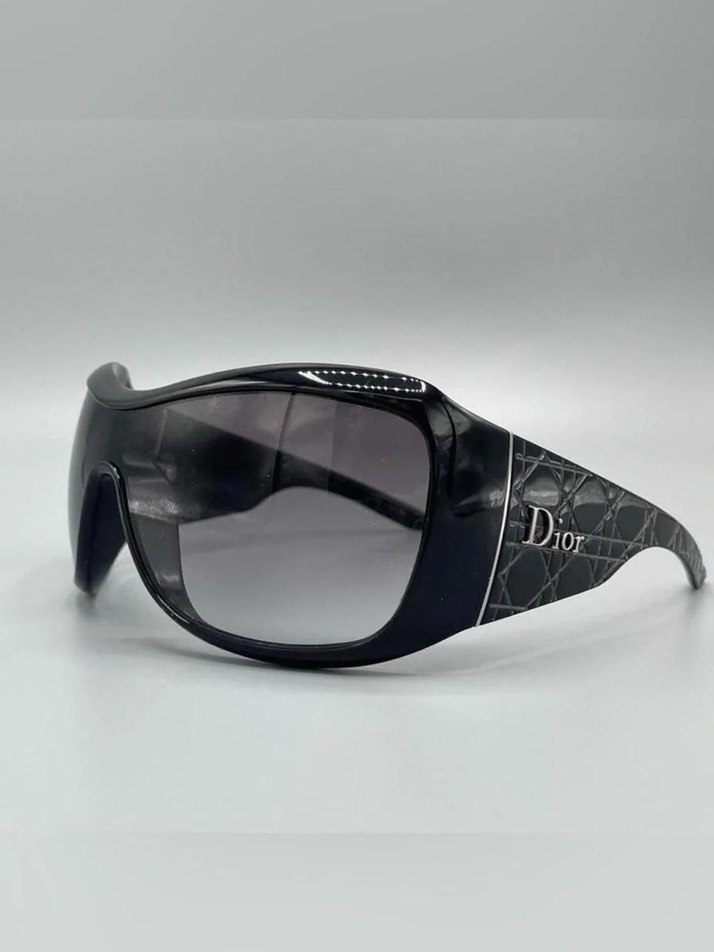 Dior Cannage Black Frame Sunglasses with Gray Gradient Lenses